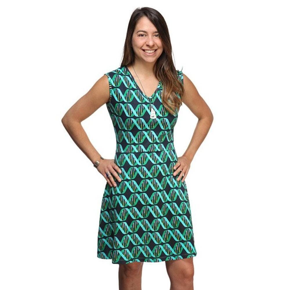 Svaha DNA Double Helix Organic Cotton Sleeveless Mini Dress Green Women's Size 2
